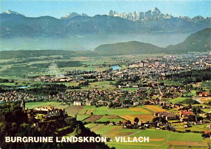 VILLACH Kaernten AT Burgruine-Landskron Julische-Alpen Mangart Stadtpanorama Dra