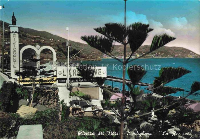 BORDIGHERA Liguria IT Riviera-dei-Fiori La-Reserva Ristorante Meer Kueste Agaven