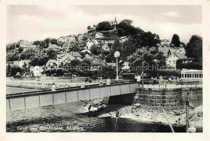 Blankenese Hamburg Suellberg Bruecke Elbe Villen Kirche Huegel Steg Badende