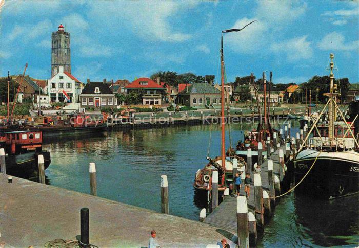 West-TERSCHELLING Friesland NL Hafen Wasserturm Fischerboote Hotel Anleger Haeus