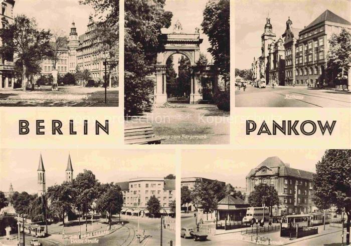 PANKOW BERLIN Buergerpark-Eingang Rathaus Breite-Strasse Dinastrasse Strassenbah