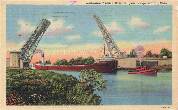 Lorain CLEVELAND Ohio USA Erie-Avenue-Bascule-Span-Bridge Klappbruecke Frachtsch