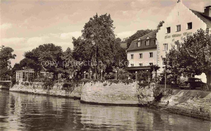MEERSBURG Bodensee BW Hotel-Wilder-Mann Bodensee Ufer Terrasse Garten Oldtimer B