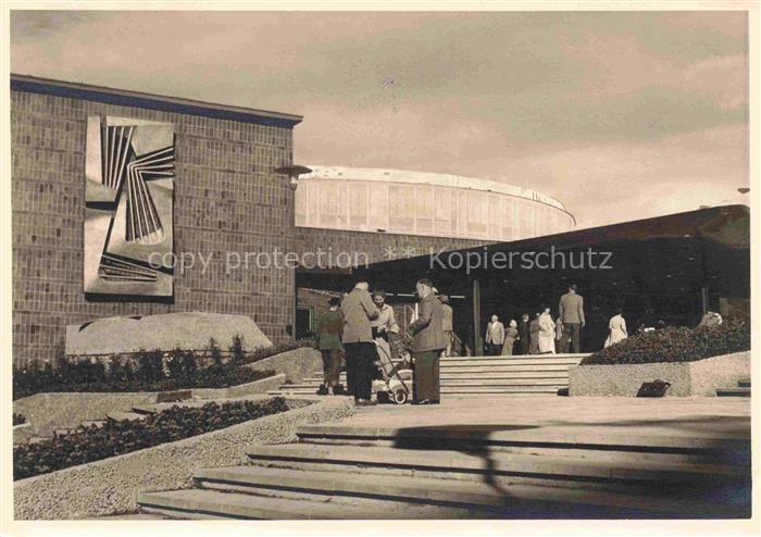 STUTTGART CITY Liederhalle Saengerfest Modernismus Wandbild Rundbau Besucher Ki