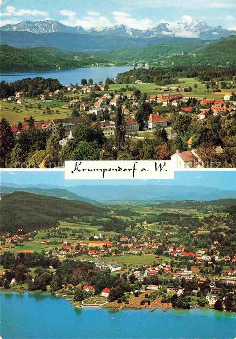 Krumpendorf Woerthersee Kaernten AT Woerthersee See Luftaufnahme Ortschaft Berge