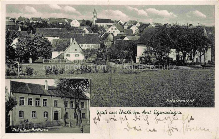 Thalheim Leibertingen Sigmaringen BW Totalansicht Schule Rathaus Kirche Daecher