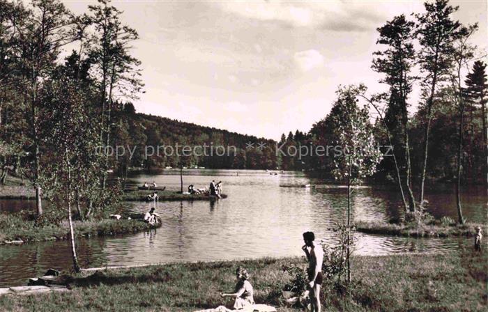 Ebnisee Welzheim BW Schwaebischer-Wald Badende See Waelder Boote Birken Sommer