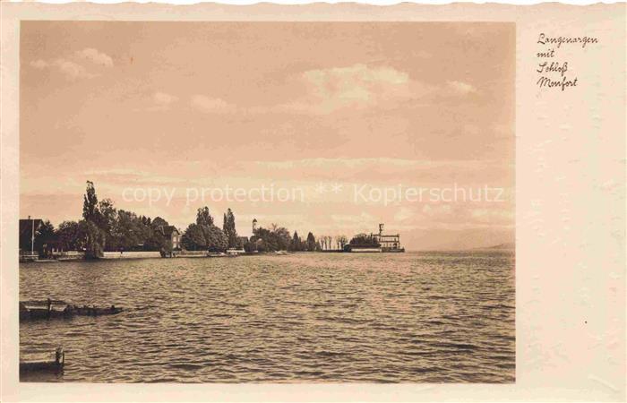 Langenargen Bodensee Schloss-Montfort Bodensee Seeufer Baeume Boote Wolken