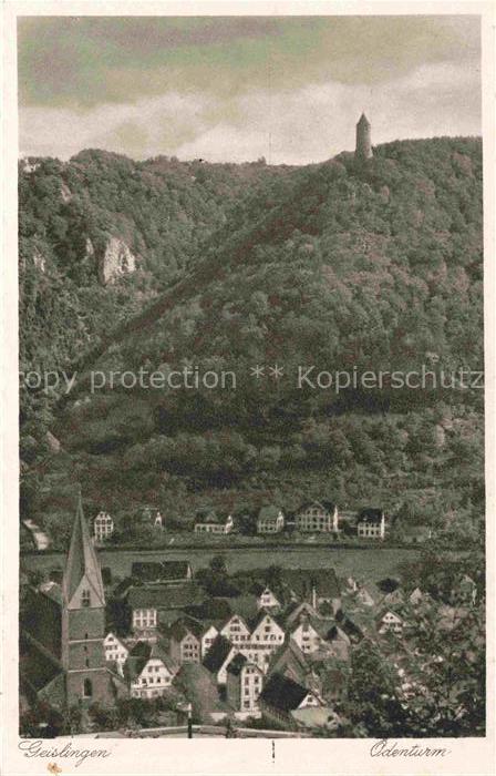 GEISLINGEN  Steige BW Odenturm Kirche Fachwerkhaeuser Altstadt Wald Huegel Tal