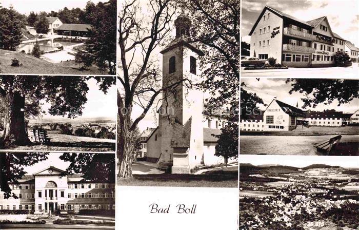 BAD BOLL  Goeppingen BW Kirchturm Kurhaus Hotel Panorama Baumreihe Park