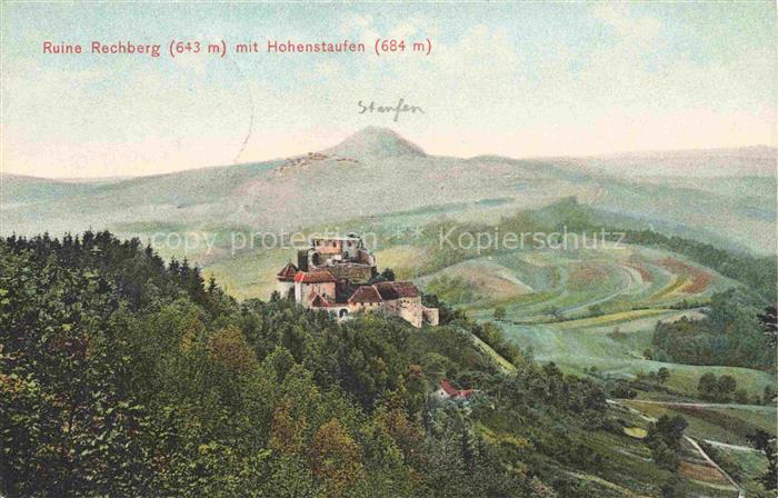 Rechberghausen Ruine-Rechberg Hohenstaufen Burganlage Berglandschaft Wald Huegel