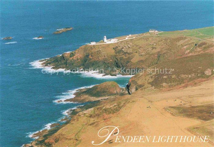 Pendeen Penwith St Ives Cornwall UK Leuchtturm Felsenkueste Meer Luftbild Klippe