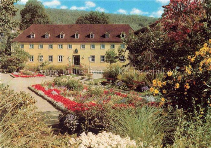 Bad Bocklet Bad Kissingen Bayern Badehaus Kurpark Blumengarten Kurgebaeude Stahl