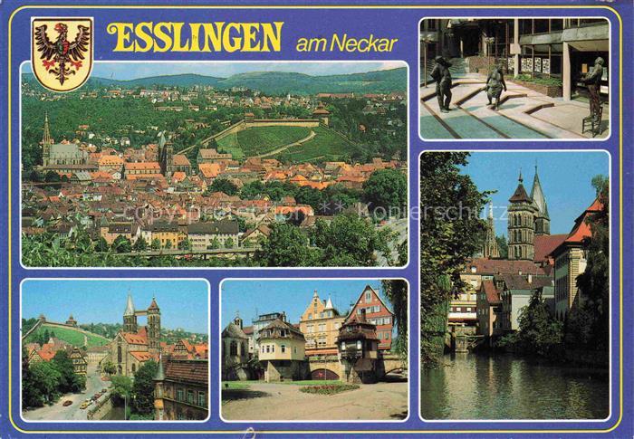 EssLINGEN  Neckar BW Neckar Altstadt Kirche Stadtpanorama Weinberge Bronzeskulpt
