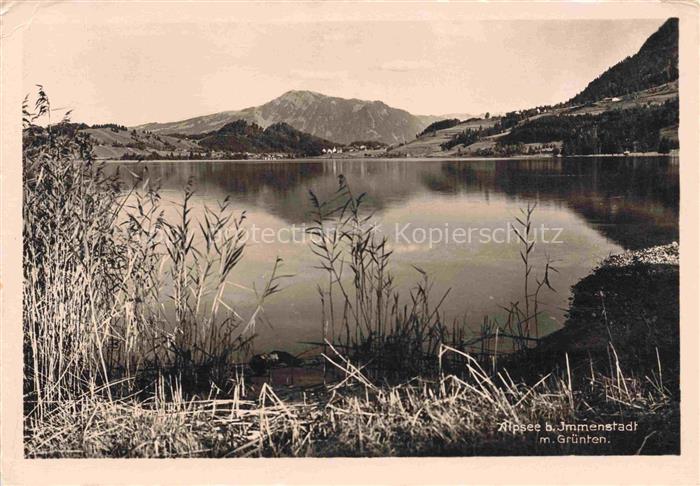 Immenstadt Allgaeu Bayern Alpsee Gruenten See Schilf Berge Spiegelung Allgaeu