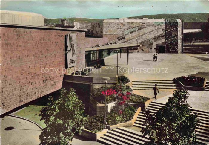 STUTTGART  CITY Konzerthaus-Liederhalle Innenhof Backsteinbau Treppe Blumen Skul