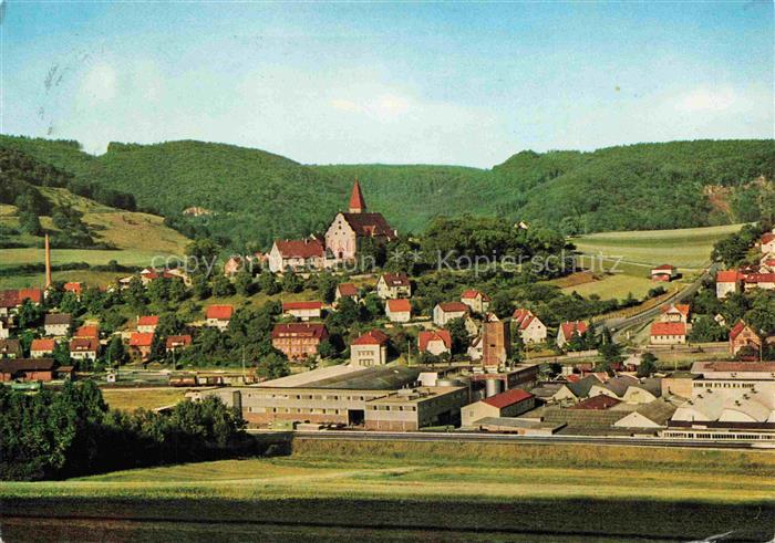 Unterkochen Kirche Dorf Industrie Fabrik Huegel Felder Bahnlinie Gesamtansicht W