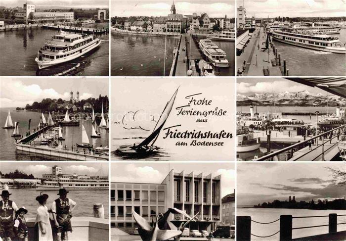 FRIEDRICHSHAFEN Bodensee BW Fahrgastschiff Bodensee Hafen Segelboote Pier Tracht