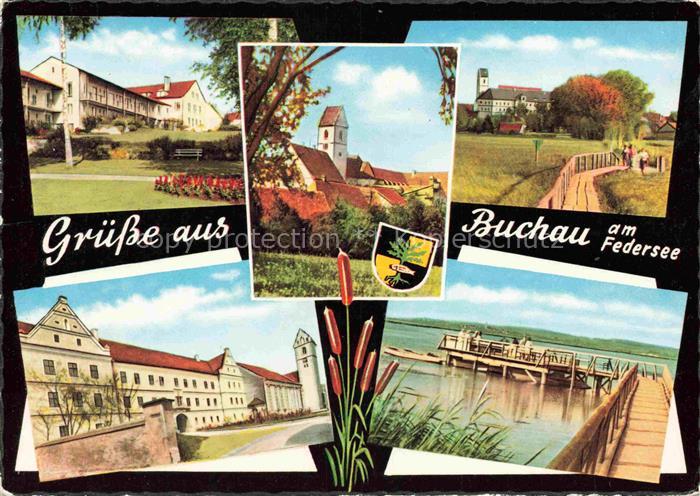 Buchau Federsee Bad Federsee Kirche Steg Schilfrohr Stift Wappen Mehrbildkarte