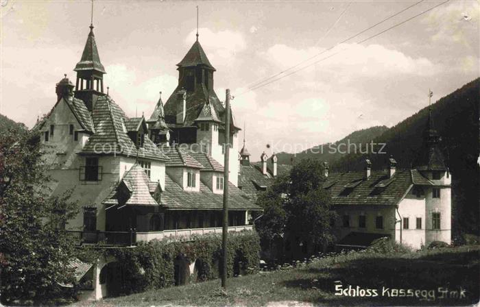 Kassegg Schloss Grossreifling Steiermark AT Schloss Tuerme Steildaecher Garten W