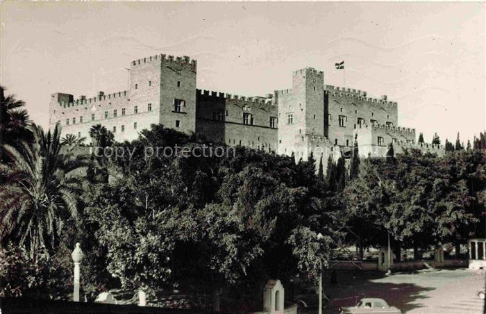 RHODOS Rhodes Greece Megaron-Ippoton Knights-Palace Burg Zinnen Palmen Ritterbur