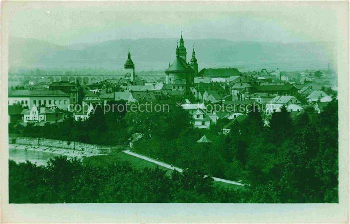 Hranice na Morave Maehrisch Weisskirchen CZ Stadtansicht Kirche Kirchturm Fluss