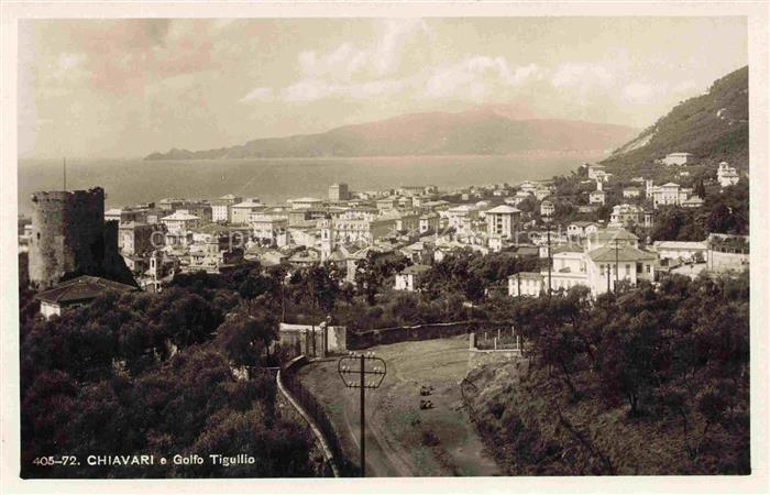 Chiavari Genova Genua Liguria IT Golfo-Tigullio Stadtblick Meer Bucht Turm Ligur