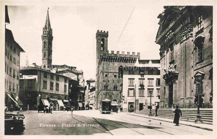 FIRENZE Florence Florenz Toscana IT Piazza-S.-Firenze Strassenbahn Glockenturm B