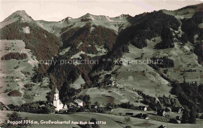 Raggal Vorarlberg AT Grosswalsertal Dorf Kirche Berge Wald Wiesen Alpen