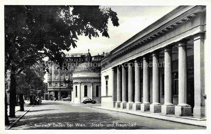 BADEN WIEN AT Josefs-und-Frauenbad Saeulen Kurpark Autos Baeume Kurstadt