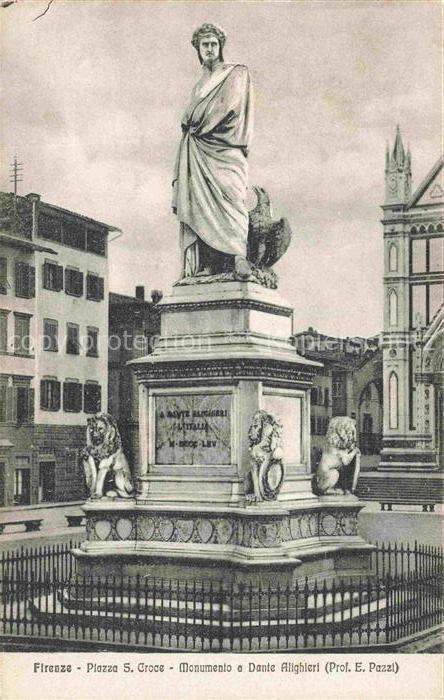 FIRENZE Florence Florenz Toscana IT Piazza-S-Croce Monumento-Dante-Alighieri Dan