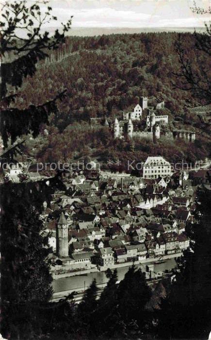 Wertheim Main BW Main Burg Altstadt Turm Stadtansicht Wald Haeuserzeilen