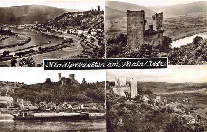 Stadtprozelten Main Bayern Main Burg Burgruine Turm Stadtansicht Flussbiegung Me