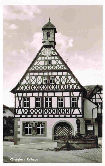 Kuelsheim Baden Rathaus Fachwerk Brunnen Turm Uhr Marktplatz