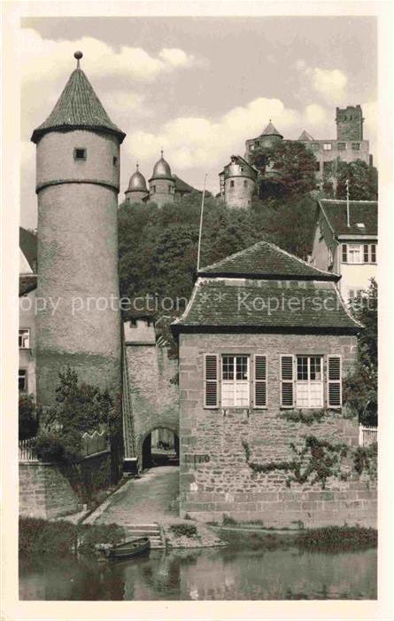 Wertheim Main BW Tauberpartie Tauber Turm Schloss Stadtmauer Boot Fluss Baeume