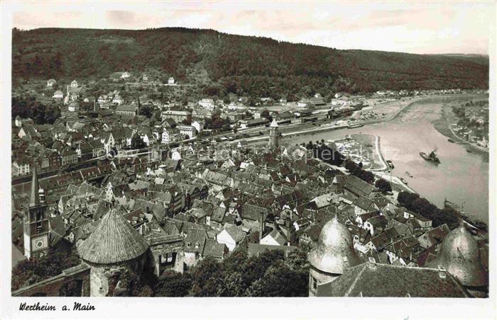 Wertheim Main BW Main Daecher Altstadt Schloss Tuerme Fluss Dampfer Wald Huegell