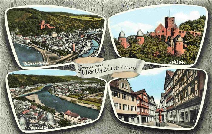 Wertheim Main BW Tauberpartie Schloss Maintal Fachwerk Stadtansicht Fluss Burg