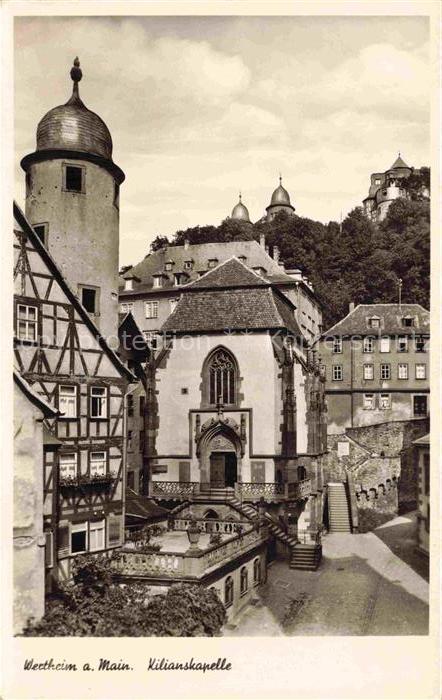 Wertheim Main BW Kilianskapelle Turm Fachwerk Kapelle Treppe Burg Altstadt