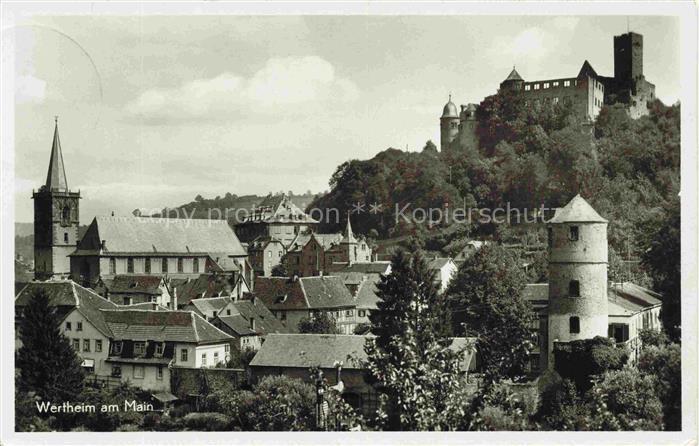 Wertheim Main BW Schloss Burg Kirche Turm Stadtansicht Huegel Fachwerk
