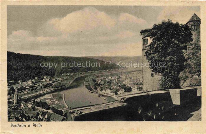 Wertheim Main BW Main Fluss Panorama Burg Stadtansicht Tal Wald Bruecke