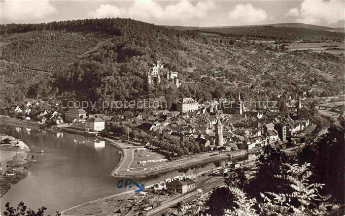 Wertheim Main BW Main Tauber Flussmuendung Panorama Burg Stadtansicht Wald Flieg