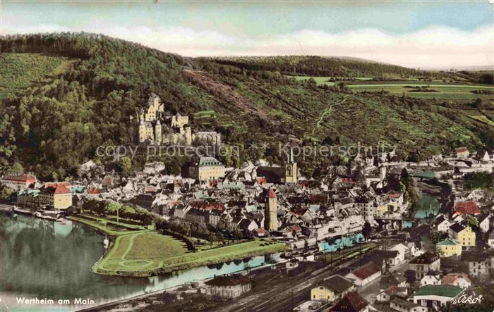 Wertheim Main BW Main Burg Stadtansicht Tal Wald Kirche Panorama Schloss