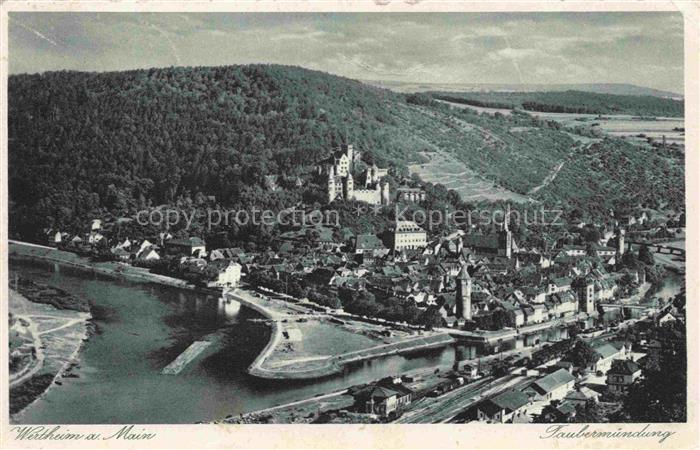 Wertheim Main BW Main Tauber Flussmuendung Burg Stadtansicht Panorama Bruecke Wa