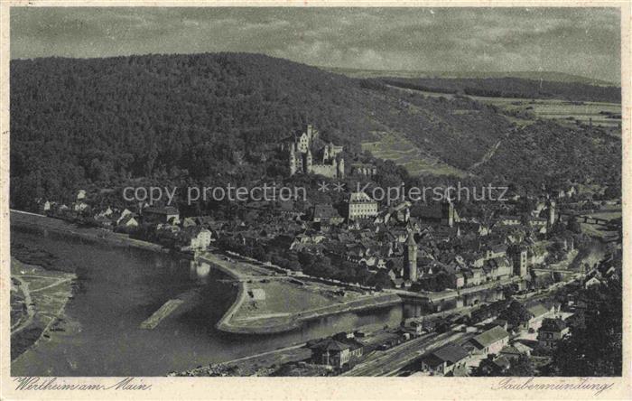Wertheim Main BW Tauber Main Flussmuendung Burg Stadtansicht Panorama Kirche Sta