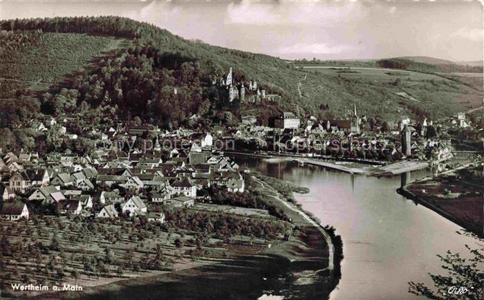 Wertheim Main BW Main Burg Stadtansicht Panorama Bruecke Tal Wald Siedlung