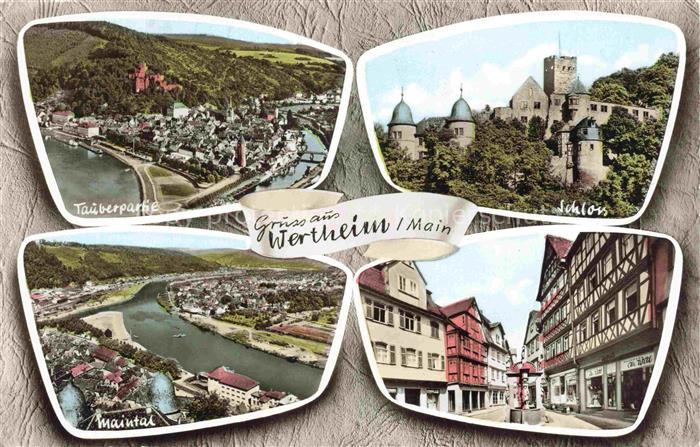 Wertheim Main BW Tauberpartie Schloss Maintal Fachwerkhaus Altstadt Main Luftbil