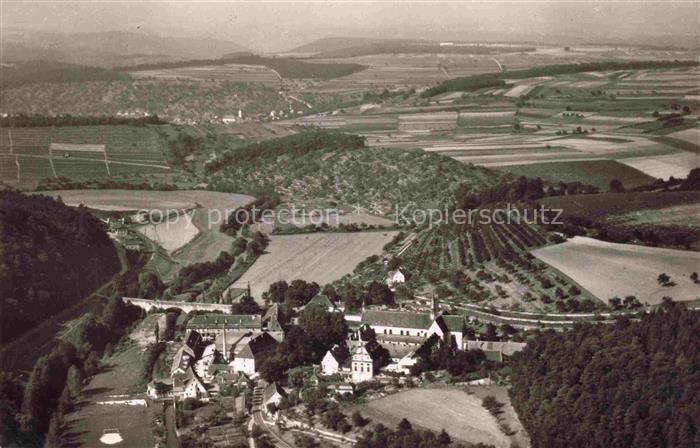 Bronnbach Wertheim BW Kloster-Bronnbach Tauber Luftbild Felder Weinberge Tal Kir