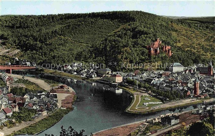 Wertheim Main BW Main Tauber Taubermuendung Burg Stadtpanorama Fluss Bruecke Wal