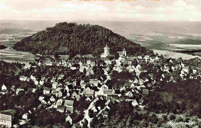 Hohenstaufen 684m Goeppingen BW Stadtpanorama Kirche Hohenstaufen-Berg Felder Lu