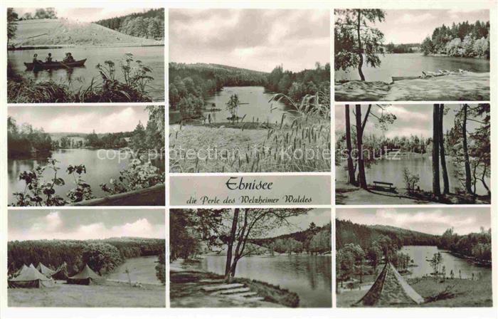 Ebnisee Welzheim BW Ebnisee See Welzheimer-Wald Kanu Mehrbildkarte Wald Camping